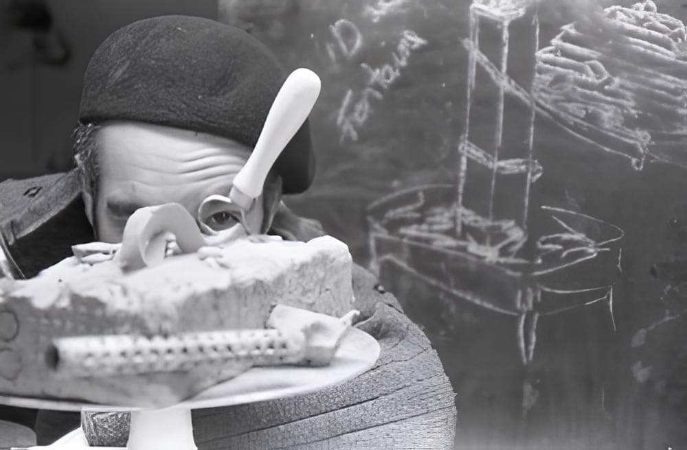 Daniel Oliver working on a ceramic piece in his studio